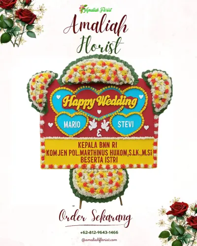 Karangan Papan Bunga Pernikahan di Kadaleman